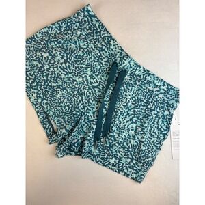 Athleta Balance‎ 4" Shortie Shorts Teal Blue Abstract Print - Women's Large New